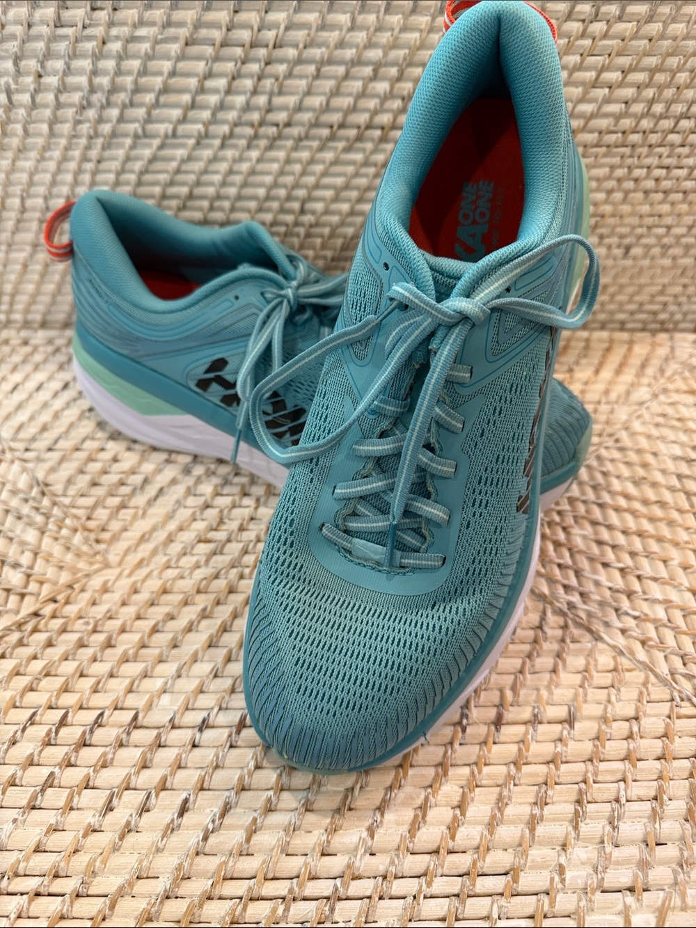 Hoka Bondi 7 Teal Lace-Up Women's Athletic Walking Shoes